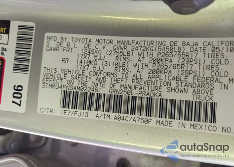 2010 Toyota Tacoma Base V6 из США, поврежденный, VIN 3TMMU4FN3AM022461